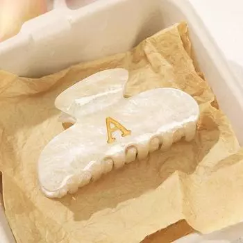 AWAYTR Gold-stitched Letter Hair Claws Fashion Acrylic Hair Clips Crab For Women Girl Gift Hair Accessories Valentine Headwear