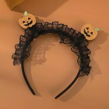 AWAYTR Хэллоуин Страшные Повязки на Голову Скелет Сетка Пластик Тыква Широкая Повязка для Волос Женские Аксессуары Фестивальный Головной Убор