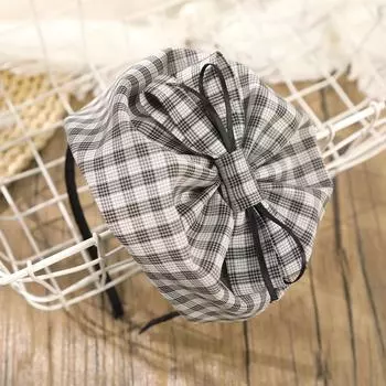 AWAYTR Клетчатая шляпа-бант, повязка для волос, модные тканевые резинки для волос, обруч, плетеная повязка на голову для взрослых девушек, головной убор