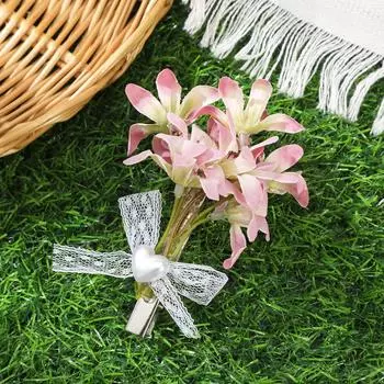 AWAYTR Кружевная заколка-уточка с бантом и цветком, искусственные цветочные заколки для волос, головной убор на День святого Валентина, аксессуары для волос для девочек, праздничный подарок