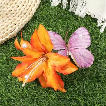 AWAYTR Лилия Бабочка Заколки для волос Цветочные Зажимы для волос для хвостика Краб Для женщин Девушка Подарок Аксессуары для волос Валентин Головной убор