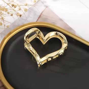 AWAYTR Металлический зажим-краб для волос для женщин и девушек Золотой полый 6 см Сплав Жидкая любовь Заколки-крабики Аксессуары для волос