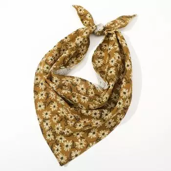 AWAYTR Новый женский летний платок на голову с цветком, треугольная бандана, женская модная повязка для волос с принтом в виде маленькой ромашки, аксессуары для волос для девочек