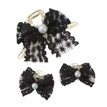 AWAYTR Сетка Жемчужный Бант Заколки для Волос Элегантные Зажимы Краб для Женщин Девушек Подарок Аксессуары для Волос Валентина Головной Убор