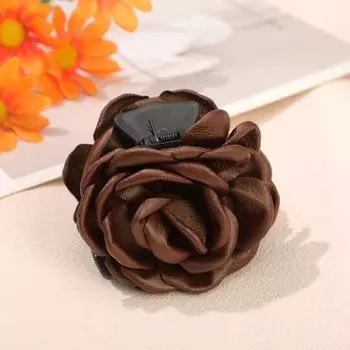 AWAYTR Solid Color Leopard Rose Hair Claws Fabric Hair Clips Crab For Women Girl Gift Hair Accessories Valentine Headwear