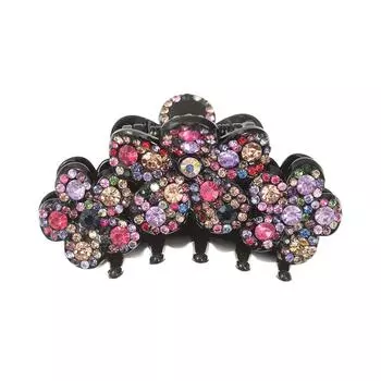 AWAYTR Sparkling Rhinestone Flower Hair Claw Hair Clip Girls Korean Ponytail Hairpin Women Shark Clip Temperament Hair Claw