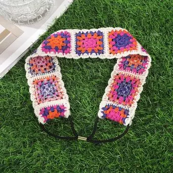 AWAYTRБогемный Крючком Тюрбан Повязки для Волос Винтажный Шарф для Волос Для Женщин Цветочная Вязаная Повязка на Голову Хедвап Аксессуары для Волос