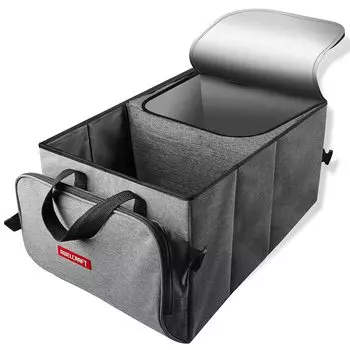 AWELCRAFT Складной большой многофункциональный автомобильный ящик для хранения с возможностью организации хранения посуды после супер багажника, тепло/холодоизоляция, [50 л] чёрный