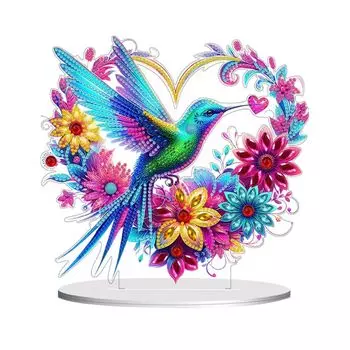 Awesocrafts Алмазное искусство Настольное украшение Птица 5D Алмазная картина Настольный декор Специальная форма Кристаллическое искусство Рождественский настольный декор Венок, (Птица)