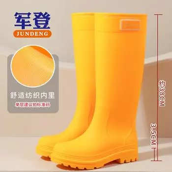Awesome Mango Yellow Extra High Rain Boots Fashion Rain Shoes Hiking Non-slip Women s Boots Creek Protection Wading Boots 35-36