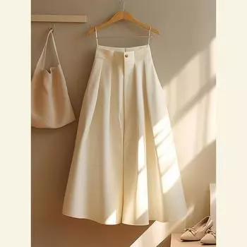 Awesome X Goods Burst! This Year s Popular Hepburn Style High Waist Umbrella Skirt Small Milky White A- line Skirt Women Milk White Skirt S([42.50 kg-50.00 kg])