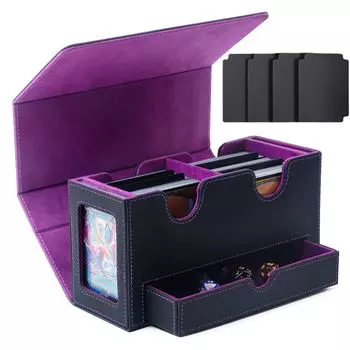 AWESOPAL Deck Case Кейс для коллекционных карт с 2 окошками для показа и большой емкостью для игральных костей Кейс для торговых карт на 200 карт с двойными рукавами