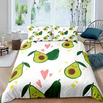 Авокадо пододеяльник с рисунком сердца и любви King Queen полный размер для детей мальчиков девочек полиэстер одеяло чехол с наволочкой EU single(135x200cm)