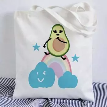 Авокадо Радуга женская парусиновая сумка для покупок учитель студент многоразовые эстетические эко сумки-тоут сумки на плечо для хранения дорожный подарок 24*26cm