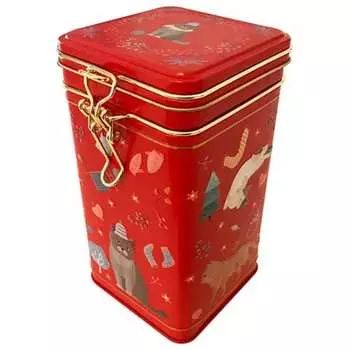 эврика [Limited] Кошачья канистра (зима) [2 печенья / 6 конфет со вкусом клубники / 4 пакета r Особенности: Банка с рисунком кошки. 1