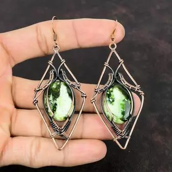 Австралийские хромированные серьги с халцедоном, серьги из медной проволоки, ювелирные изделия из настоящего драгоценного камня, серьги ручной работы, изящные медные ювелирные изделия, подарки для нее