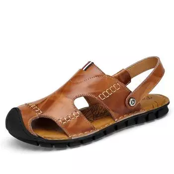 Австралийский бренд, известный своими высококачественными кожаными сандалиями, мужские мягкие кожаные тапочки для отдыха на открытом воздухе, которые носят как единое целое 38 чёрный