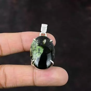 Австралийский хромированный халцедоновый кулон из стерлингового серебра 925 пробы. Достойный кулон ручной работы. Ювелирные изделия из настоящего драгоценного камня. Подарок для ее дизайнерских ювелирных изделий.
