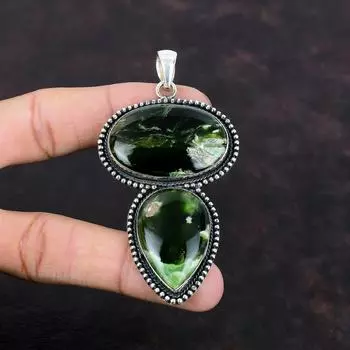 Австралийский хромированный халцедоновый кулон из стерлингового серебра 925 пробы, драгоценный камень, ювелирные изделия ручной работы, винтажный кулон, подарок для женщин, кулон в стиле бохо