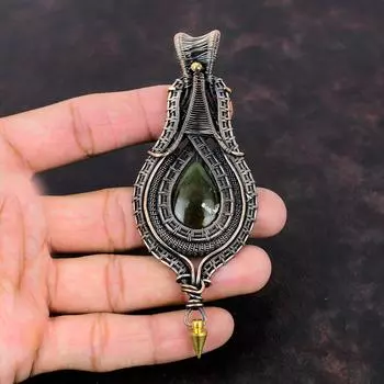 Австралийский хромированный кулон из халцедона, кулон из медной проволоки, удивительный кулон, ювелирные изделия из драгоценных камней, подарок для него, ювелирные изделия из медной проволоки ручной работы