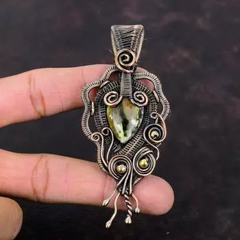 Австралийский хромированный кулон из халцедона, медная проволока, кулон, кулон ручной работы, антикварные ювелирные изделия, кулон с драгоценным камнем, медные украшения для подарков