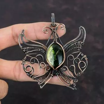 Австралийский хромированный кулон из халцедона, медная проволока, обернутая кулон-бабочка, медные украшения ручной работы, кулон с драгоценным камнем, проволочные украшения для подарков