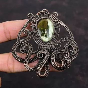Австралийский хромированный кулон из халцедона, медная проволока, кулон, ювелирные изделия из осьминога, кулон из драгоценного камня ручной работы, медная проволока, ювелирное изделие, подарок для него