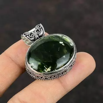 Австралийский хромированный кулон с драгоценным камнем халцедоном, подвеска из стерлингового серебра 925 пробы, ювелирные изделия ручной работы, уникальный стильный кулон, винтажный кулон, подарок для нее