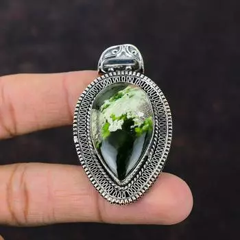 Австралийский хромированный кулон с халцедоном, ювелирные изделия из драгоценных камней, подвеска из стерлингового серебра 925 пробы, ювелирные изделия ручной работы, потрясающий винтажный кулон, подарок на годовщину