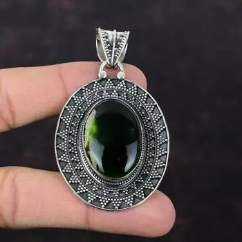 Австралийский хромированный кулон с халцедоном, винтажный кулон, кулон ручной работы, подвеска из стерлингового серебра 925 пробы, ювелирные изделия из настоящего драгоценного камня, подарок на годовщину