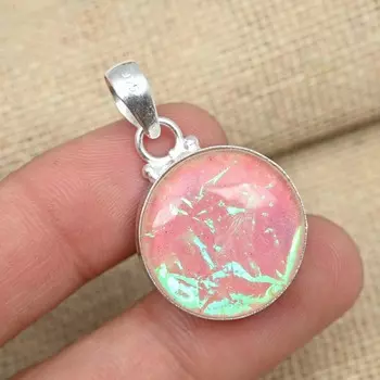 Австралийский розовый тройной опаловый драгоценный камень стерлингового серебра 925 пробы Изящный кулон 1.37 Inches розовый