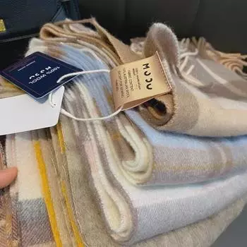 Австралийский шерстяной клетчатый шарф - унисекс, тепло зимой, классический британский стиль 188*32cm