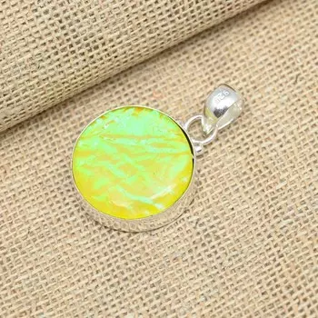 Австралийский желтый тройной опал Драгоценный драгоценный камень стерлингового серебра 925 пробы Подвеска ручной работы для нее 1.37 Inches жёлтый