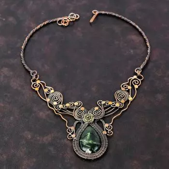 Австралийское хромированное ожерелье из халцедона, медная проволока, обернутая драгоценным камнем, регулируемое ожерелье, медная проволока ручной работы, ювелирные изделия, подарок на помолвку