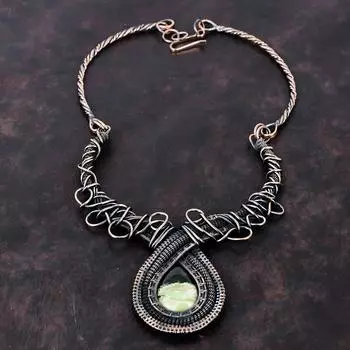 Австралийское хромированное ожерелье из халцедона, ожерелье из медной проволоки, регулируемое ожерелье из драгоценных камней, медные украшения, свадебный подарок, ожерелье ручной работы