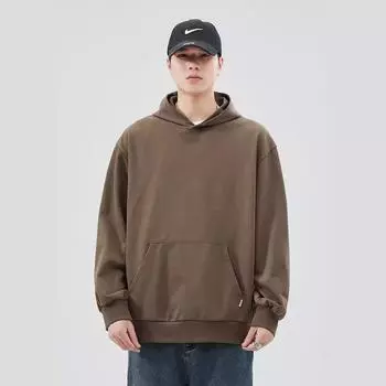 Австрийский бархатный весенний плотный свитер для мужчин с длинными рукавами, свободная одежда, американская куртка с капюшоном M серый