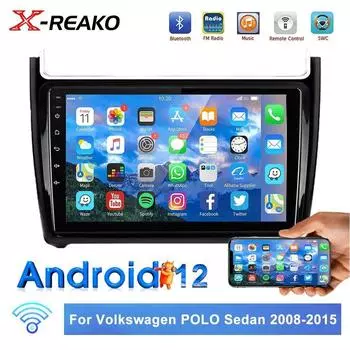 Авто Android 12 Carplay Автомобильный Радио Мультимедийный Плеер GPS Навигация 2 DIN Для VW Volkswagen Polo 5 Sedan 2008-2015 4 core 1GB+32GB carplay