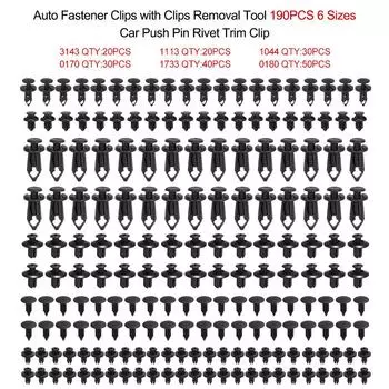 Авто крепежные зажимы пластиковые застежки для заклепок 190 шт. 6 размеров автомобильные зажимы для заклепок