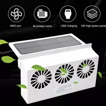 Авто Окно автомобиля Солнечная энергия Вентиляционное отверстие Прохладная вентиляция USB Вытяжной вентилятор Радиатор чёрный