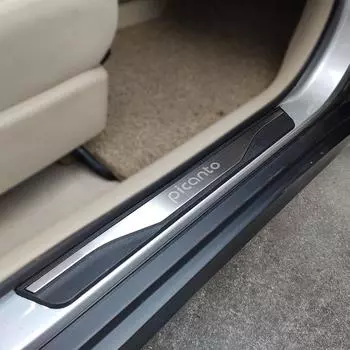 Авто Стайлинг для Kia Picanto, аксессуары из нержавеющей стали, накладка на порог автомобиля, накладка на педаль автомобиля, защитная пластина 2013 2015 2016 side Emblem Black