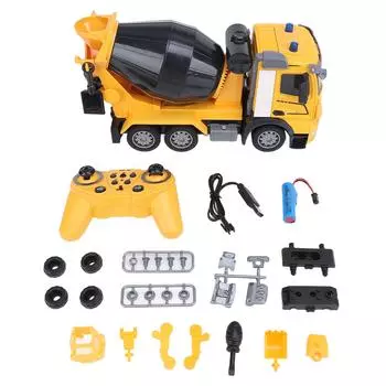 Автобетоносмеситель с дистанционным управлением, частота 2,4 ГГц, строительная бетономешалка, игрушка с музыкой и