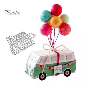 Автобус воздушные шары металлический штамп DIY скрапбук бумажные карты фото трафарет плесень