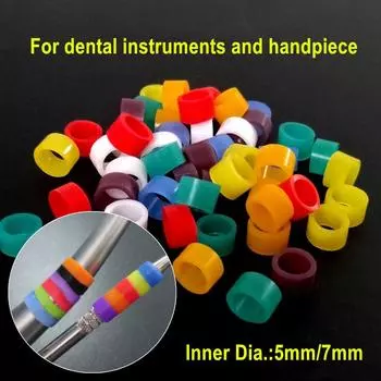 Автоклавируемые стоматологические универсальные силиконовые кольца с цветовым кодом, разноцветные кольца для наконечников или инструментов (Диаметр 7 мм/5 мм) 100pcs Green 5mm