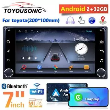 Автомагнитола 2 Din CarRadio 7 дюймов Carplay для Toyota Android Auto Mirror Link BT GPS WIFI Мультимедийный плеер Автомобильная стереосистема 4-core 1GB+32GB