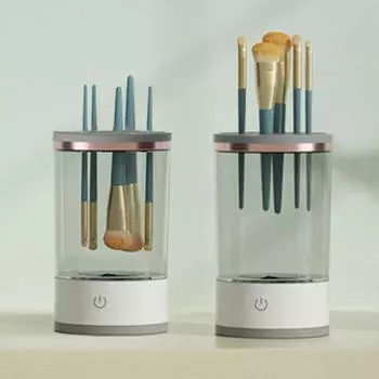 Автоматическая электрическая очистительная машина для кистей для макияжа с USB-зарядкой, вращающаяся мойка для кистей для макияжа, быстрая сушка, стерилизация белый