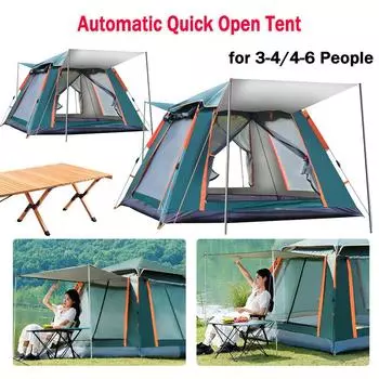 Автоматическая быстрооткрывающаяся палатка для кемпинга с навесом, складная палатка с защитой от ультрафиолета, портативная шестиугольная палатка для 3-4/4-6 человек 215*215*140cm