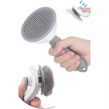 Автоматическая чистящая щетка для домашних животных с кнопками Собиратель шерсти для кошек и собак? Расческа Серая