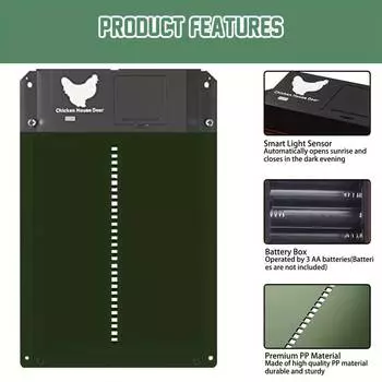 Автоматическая дверь для курятника Интеллектуальный таймер Электрический датчик света Открыватель Автоматическая дверь для кур Куры Принадлежности для фермы Аксессуары коричневый