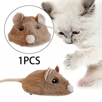 Автоматическая игрушечная мышь для кошек, интерактивная активация движения, имитация погони за домашними животными, плюшевая игрушка серый