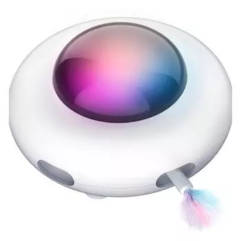 Автоматическая игрушка для кошек, электрическая интеллектуальная гравитационная летающая тарелка НЛО, селфи-привет, перо, игрушка для домашних животных белый